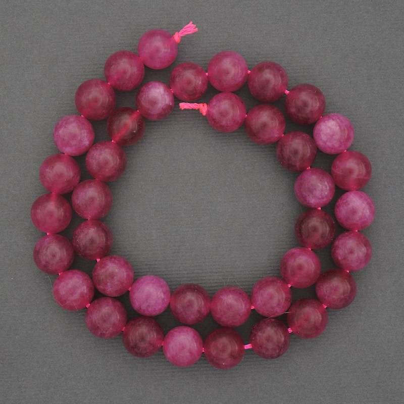 Tourmaline beads raspberry smooth round, diameter 10 mm± on a strand, length 38 cm+