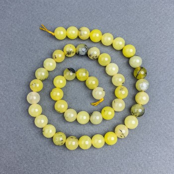 Yellow Turquoise Beads smooth round 8.5 mm on thread 38 cm+
