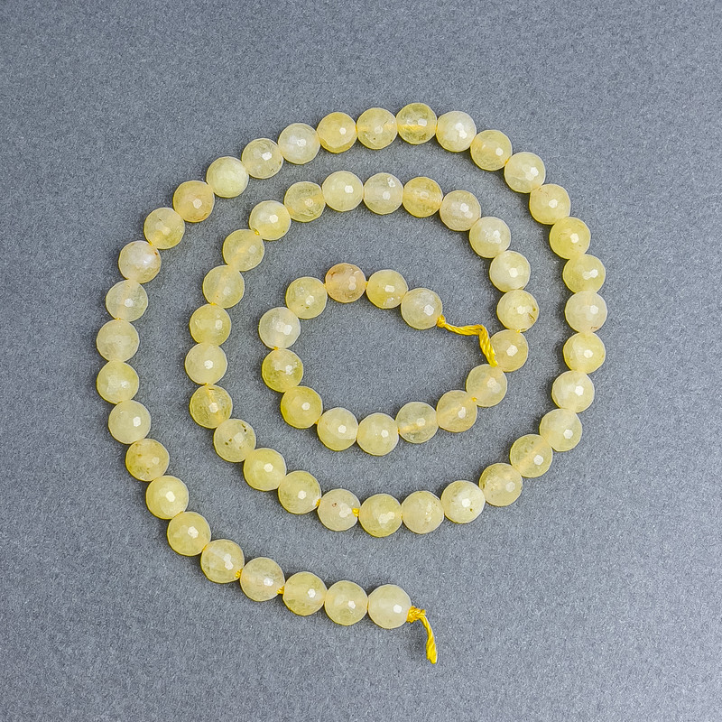 Citrine Beads, Natural Stone, Faceted Round 6 mm on Thread, Length 38 cm+