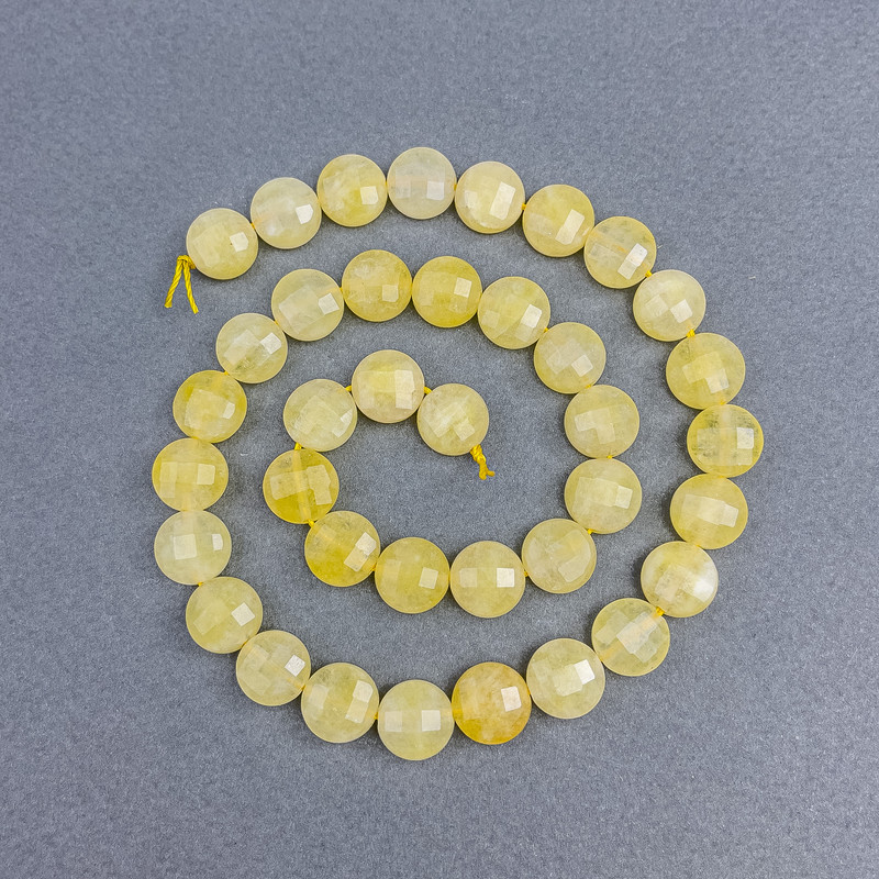 Citrine Beads natural stone faceted coin, 10x6.5 mm, 5 mm± on thread, length 39 cm+