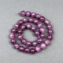 Tourmaline Ruĝelit natural stone smooth bead, diameter 10.5 mm± on thread, length 37 cm+