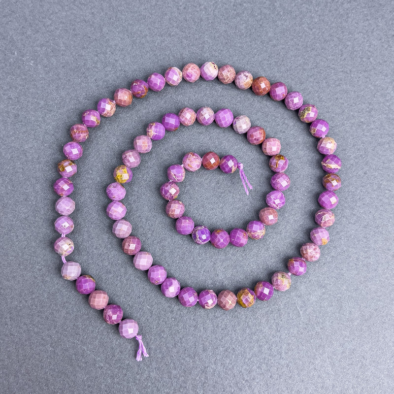 Phosphosiderite Beads, natural stone, faceted round beads 5.5 mm ± on thread, length 41 cm ±