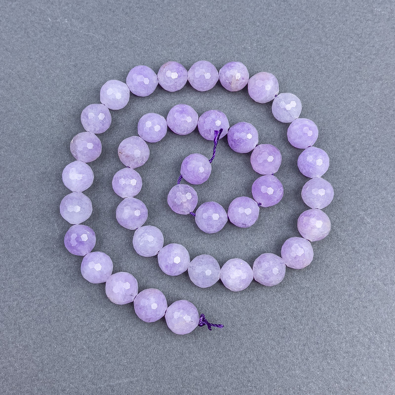 Lavender Amethyst Natural Stone Faceted Round Beads 10 mm diameter ± on thread, 40 cm length ±