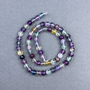 Fluorite Beads natural stone smooth sphere, diameter 6 mm± on thread, length 40 cm+