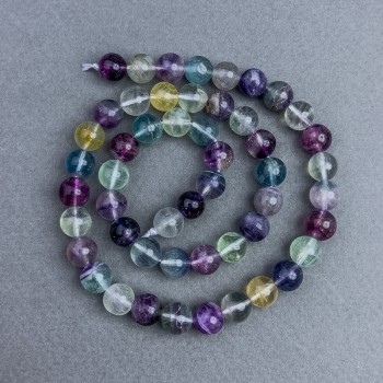 Fluorite Beads natural stone smooth round, diameter 10 mm± on thread, length 40 cm+
