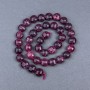 Tourmaline Rubellite Beads - Natural Stone, faceted coin-shaped, 10x7 mm, on thread, length 37 cm