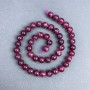 Turmaline Rubellite Beads natural stone smooth sphere, diameter 8 mm± on thread, length 38 cm+
