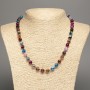Multicolor Agate Bead Necklace with Faceted Round Beads, 8mm Diameter, 49cm Length +