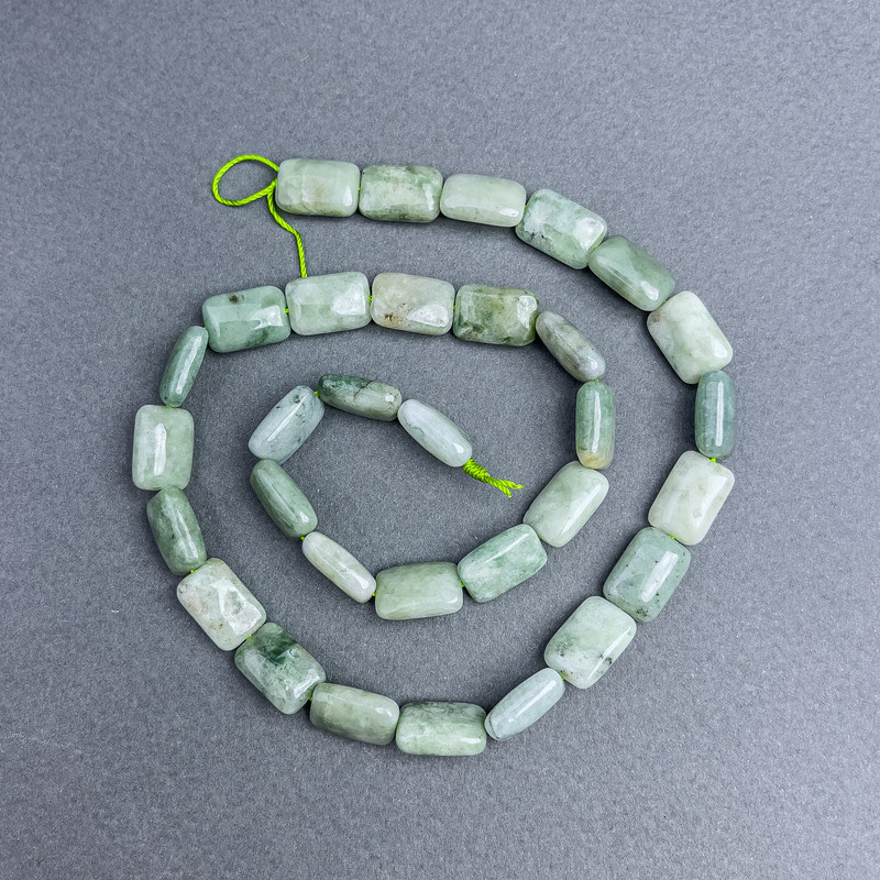 Jadeite Beads Myanmar Natural Stone Rectangle 12×8 mm± on thread, length 39 cm+
