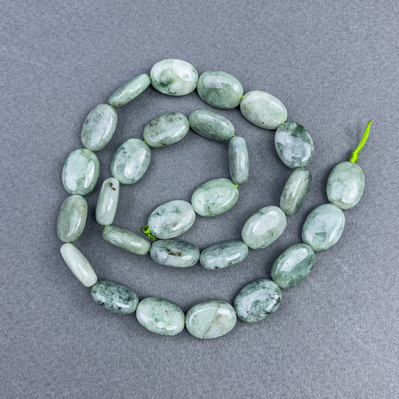Jadeite Beads Myanmar Natural Stone Oval 14x10.5mm on Thread, 39cm+ Length