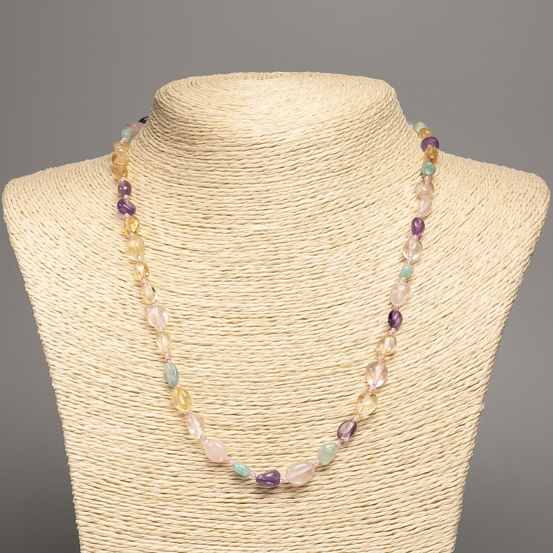 Necklace of Natural Stone Assortment - Faceted, diameter 10×7mm±, length 49cm ±