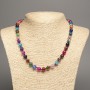Multicoloured agate natural stone necklace with smooth beads, 8mm diameter, 50cm length +