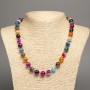 Necklace made of colored agate with smooth beads 10mm diameter, 50cm length +