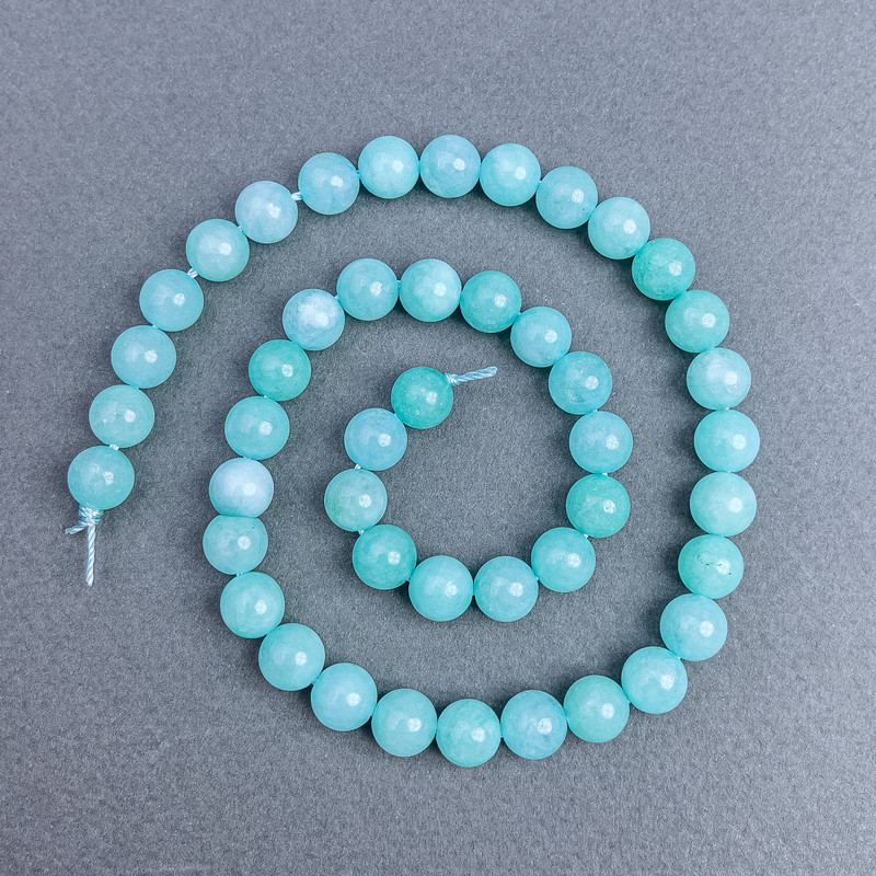 Larimar Beads natural stone smooth sphere, diameter 8.5 mm± on thread, length 38 cm+