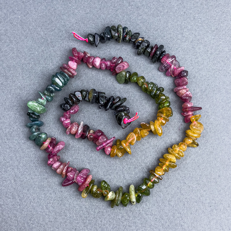 Tourmaline Natural Stone Beads, Chip, 7×3 mm ±, on Thread, 41 cm ±