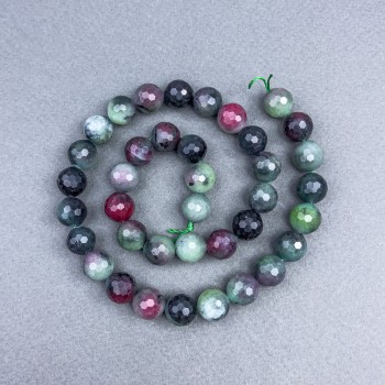 Zoisite Beads natural stone faceted sphere, diameter 10 mm± on thread, length 39 cm+