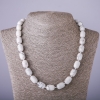 Necklace made of natural chalcedony "Barrel" shape, diameter 10x14mm, length 47cm