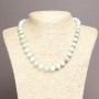 Larimar Natural Stone Necklace, smooth round beads 10mm diameter, length 45cm+