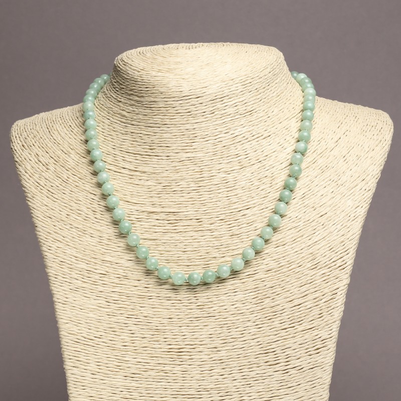 Necklace of Natural Jadeite from Burma, smooth round beads diameter 6mm (±), length 45cm+