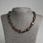 Tiger's Eye Necklace with flat oval beads, diameter 13x18mm±, rondelle 9x5mm±, length 45cm±