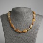 Yellow agate necklace - flat oval natural stone beads, 13x18mm+ ellipse, rondelle 9x5mm+-, length 45cm+-