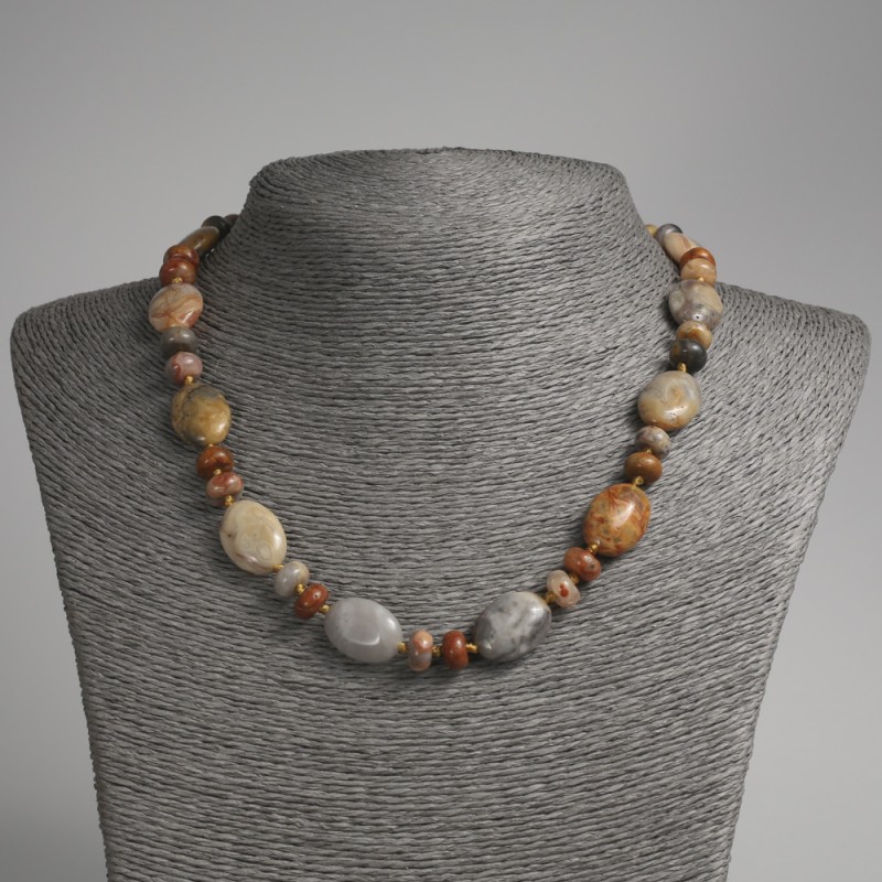 Emperor Jasper Necklace Flat Oval Beads 13×18mm +-, Rondells 9×5mm +-, Length 45cm+