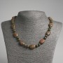 Jasper Unakit natural stone necklace flat oval beads, 13x18mm±, rondelle 9x5mm±, length 45cm±