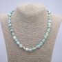 Larimar Beads Necklace, tumbled, diameter 6x10 mm, length 45 cm +