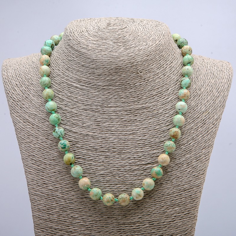 Amazonite Necklace with Natural Stone Smooth Beads 10mm Diameter, 46cm Length +