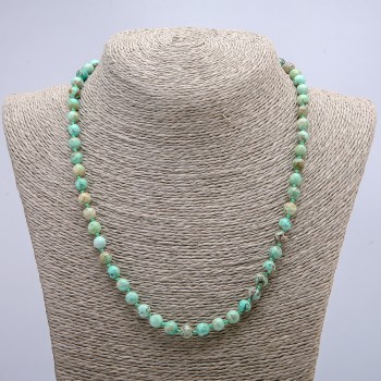 Amazonite Natural Stone Necklace - Smooth Bead Ball 6mm Diameter, 46cm Length +