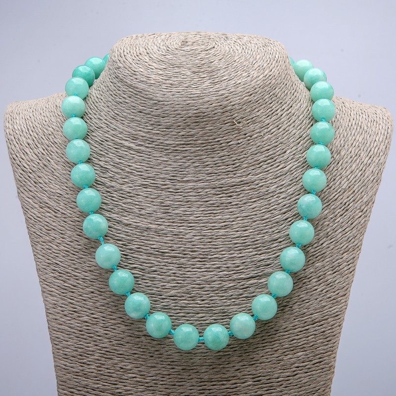 Jadeite Bead Necklace in natural jadeite, smooth round beads, 12mm ±, length 46cm+