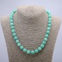 Natural Jadeite Beads Necklace with Smooth Round Beads, diameter 10(±)mm, length 46cm+