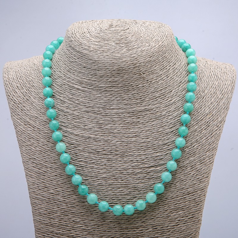 Necklace made of natural Jadeite smooth beads, diameter 8(±)mm, length 46cm+