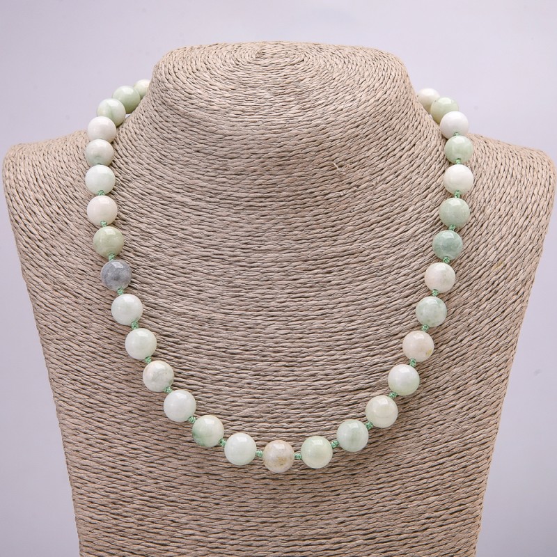 Larimar Natural Stone Necklace, smooth bead, 10mm diameter, 45cm length +