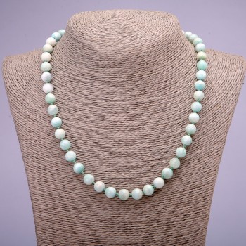 Larimar Beads Necklace with Natural Stone, smooth round beads 8(±)mm diameter, 45cm length