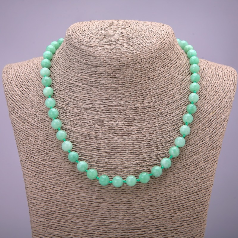 Jadeite Bead Necklace Made of Burmese Jadeite, Smooth Round Beads, 8mm (±), Length 45cm