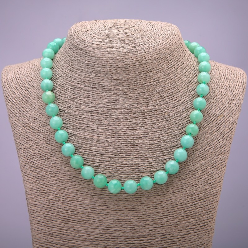 Jadeite Beads necklace with Burmese Jadeite smooth round beads, diameter 10(±)mm, length 45cm