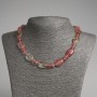Natural chalcedony gemstone necklace, flat oval beads with 13×18 mm and 9×6 mm rondelle, 45 cm length