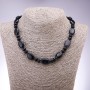 Necklace made of aventurine stone (synthetic) “Blue Sand of Cairo Night” flat oval, 13×18 mm, rondelle 9×6 mm, length 45 cm