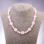 Necklace made of natural stone - Pink Quartz flat oval rondelle beads, diameter 13x18mm, rondelle 9x6mm, length 45cm