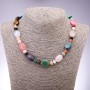 Necklace made of natural stones, assorted, flat oval elements, diameter 13x18mm rondelle, diameter 9x6mm, length 45cm