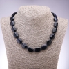 Necklace of Aventurine stones (synthetic) "Blue Sand" Cairo Night flat oval, diameter 13×18mm +-, length 45cm
