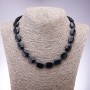 Necklace of Aventurine stones (synthetic) "Blue Sand" Cairo Night flat oval, diameter 13×18mm +-, length 45cm