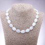 Moonstone Opalite Necklace (synthetic) flat oval, 13×18 mm, length 45 cm
