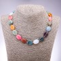 Necklace made from natural stones - flat oval mix, diameter 13x18mm ±, length 45cm