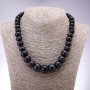 Necklace of Aventurine Stone (synthetic) "Blue Sand of Cairo Night" rondelle, enlargeable diameter 10×6mm-19×14mm, length 45cm