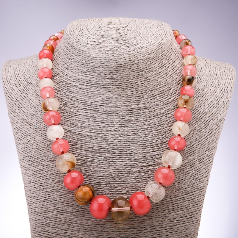Chalcedony Beads Necklace – rondelle beads on a long length, diameter 10x6mm-19x14mm, length 45cm