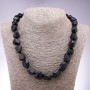 Clearance Aventurine Necklace (Synthetic) "Blue Sand of Night Cairo" Polygonal faceted, diameter 13x15mm, length 50cm