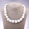 Chalcedony Necklace with Polygonal Beads, Diamond-cut, diameter 13x15mm, length 50cm