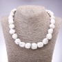 Chalcedony Necklace with Polygonal Beads, Diamond-cut, diameter 13x15mm, length 50cm
